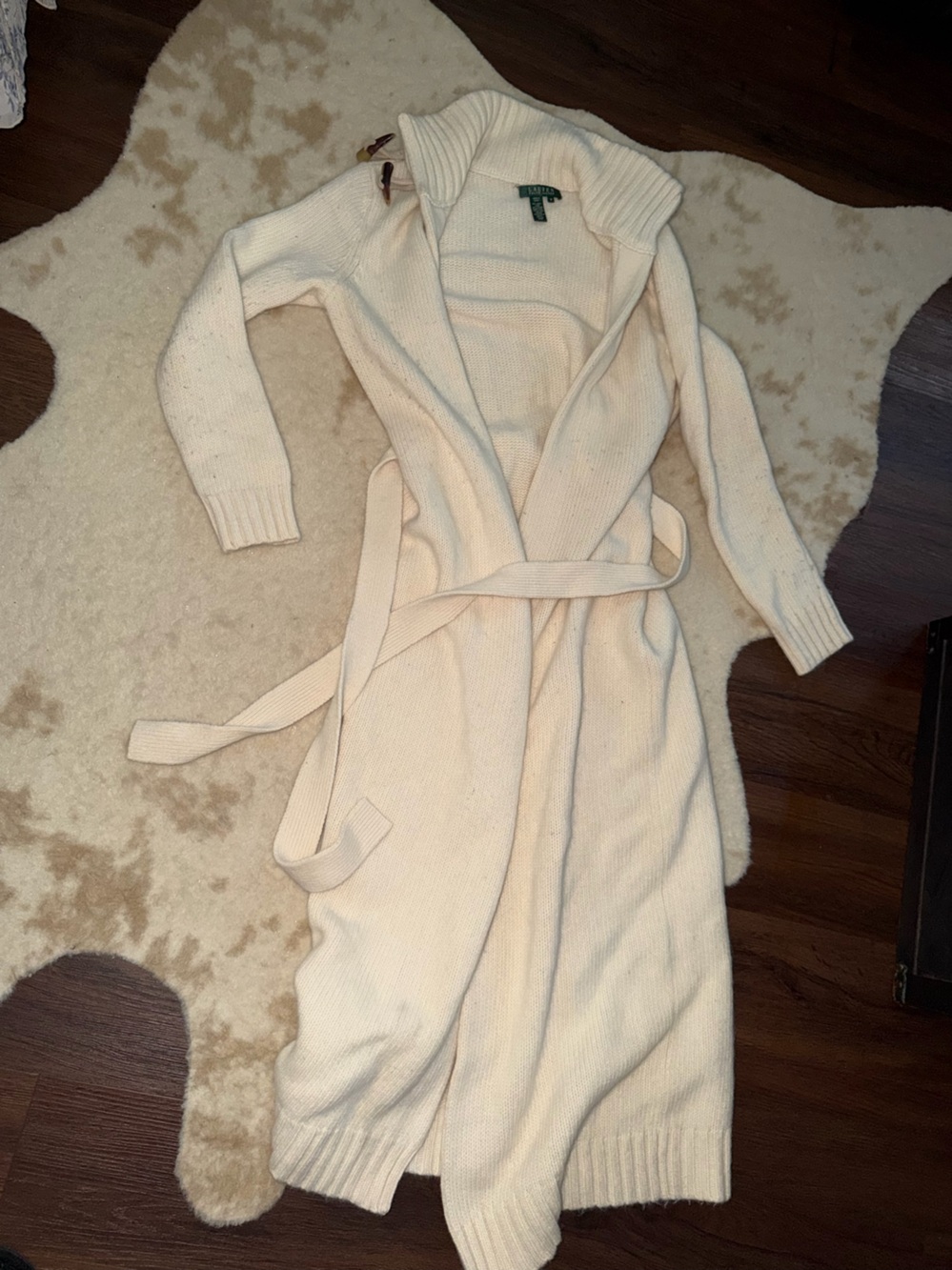 Rare vtg Ralph Lauren wool angora toggle long wrap cardigan knit sweater fall - Picture 6 of 8
